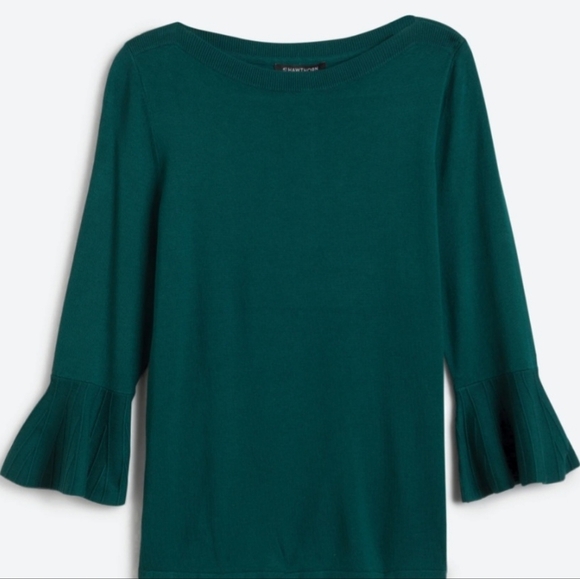 🍁FALL🍁41 Hawthorn Teal Bell Sleeve Sweater Large Petite - Picture 1 of 6
